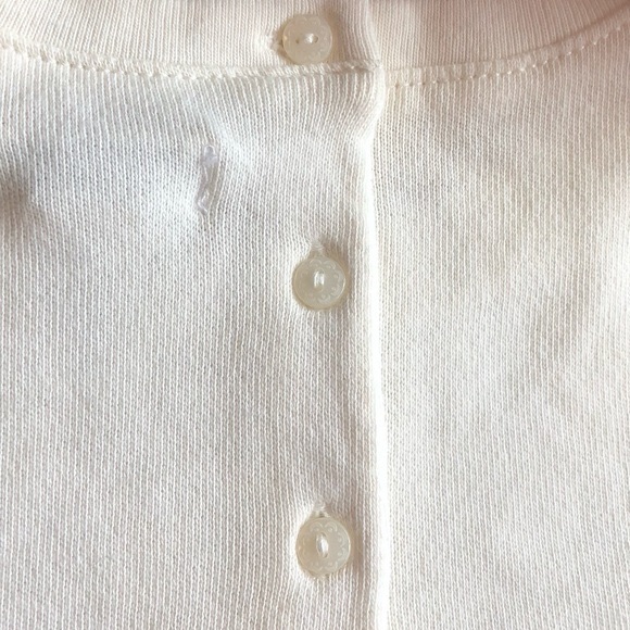 NWT Ralph Lauren Baby Girl Top, Off-White Cream Long Sleeve with Flutter Bottom - Picture 4 of 5